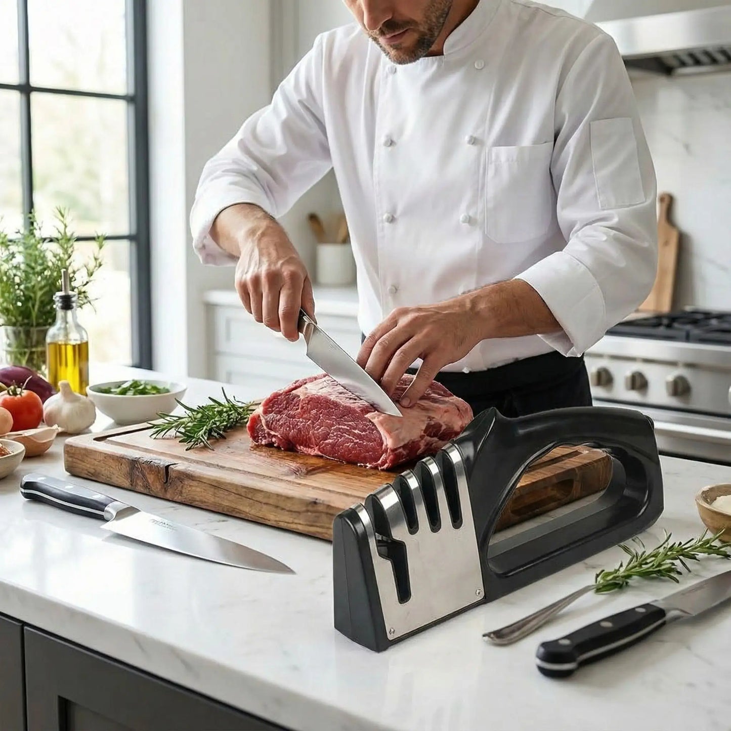 aiguiseur couteau permet de couper finement la viande