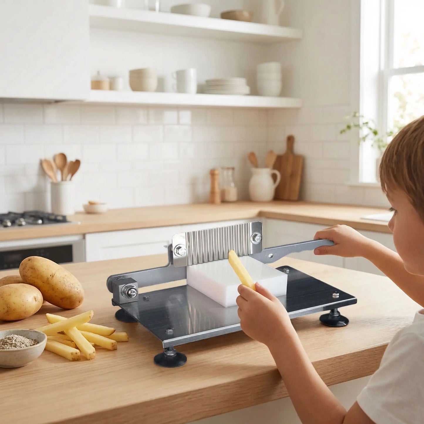 coupe frite ondulé enfant participe en toute securité