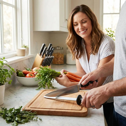 affuteur couteaux mari et femme affutent dans la cuisine