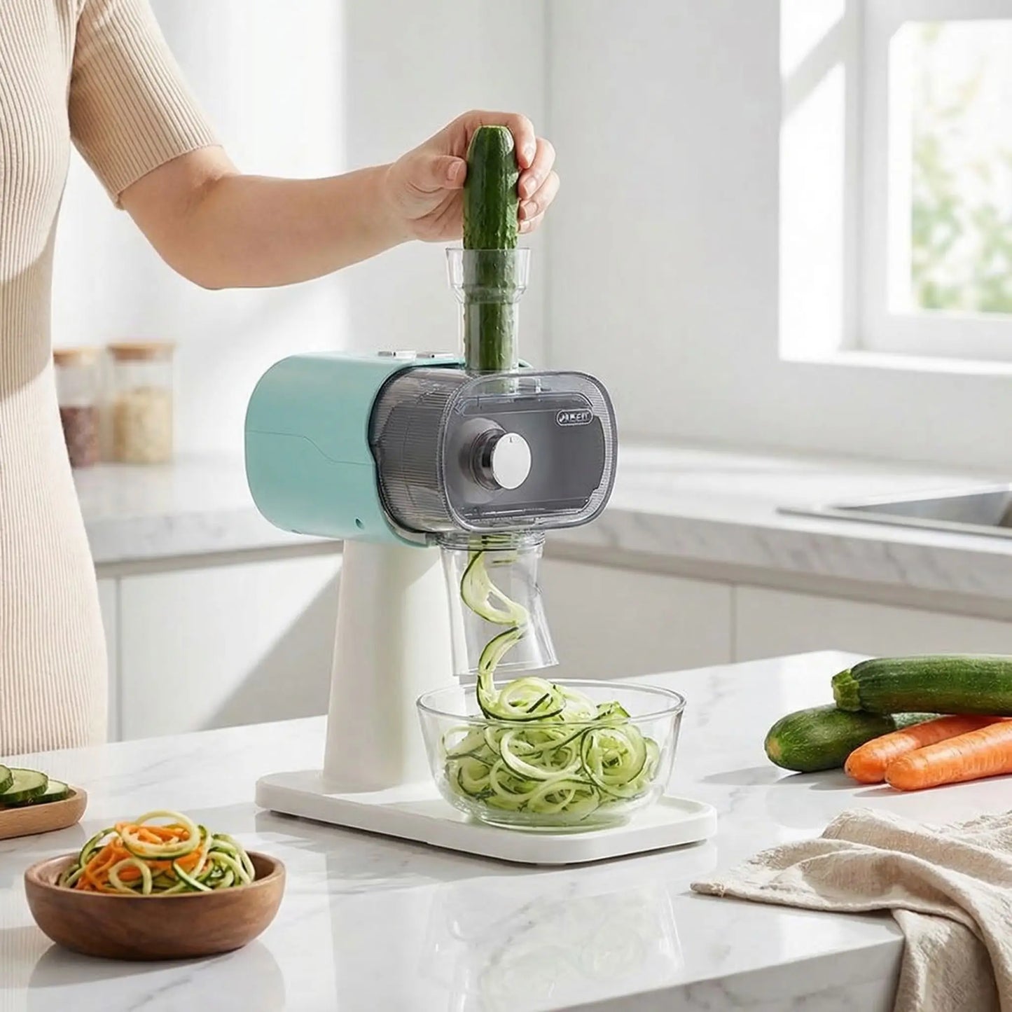 concombre en spirale avec spiraliseur de legumes electrique 
