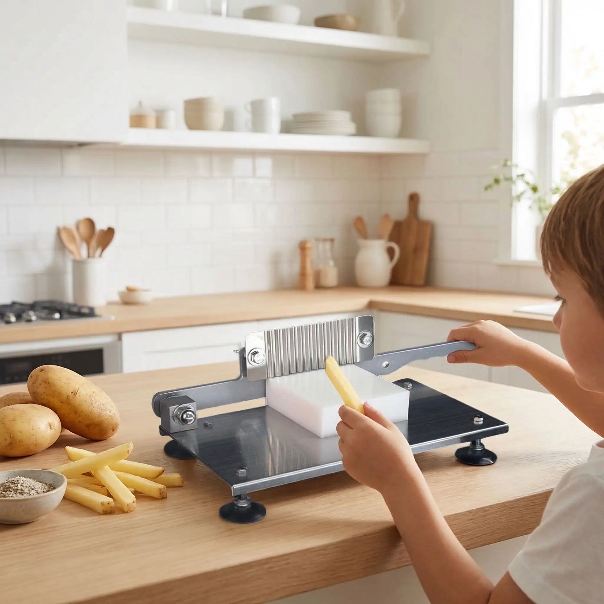 coupe frite ondulé enfant participe en toute securité