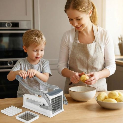 coupe frite partage entre mère et fils