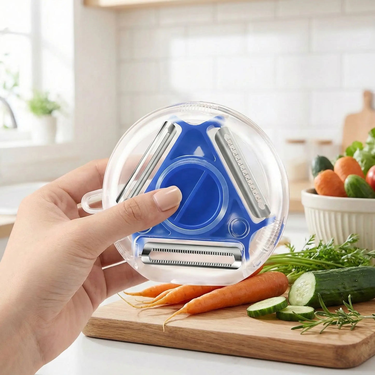 éplucheuses à pommes de terre en bleu