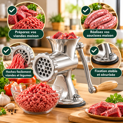 hachoir à viande manuel en acier inoxydable polyvalent