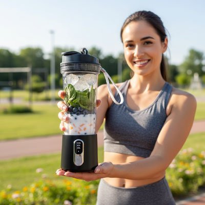 Mixeur portable sangle intégrée facilitant le transport 