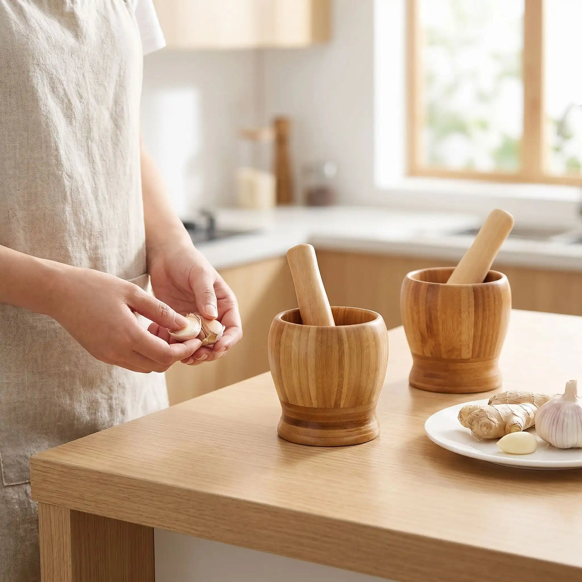 mortier et pilon écologique et ergonomique