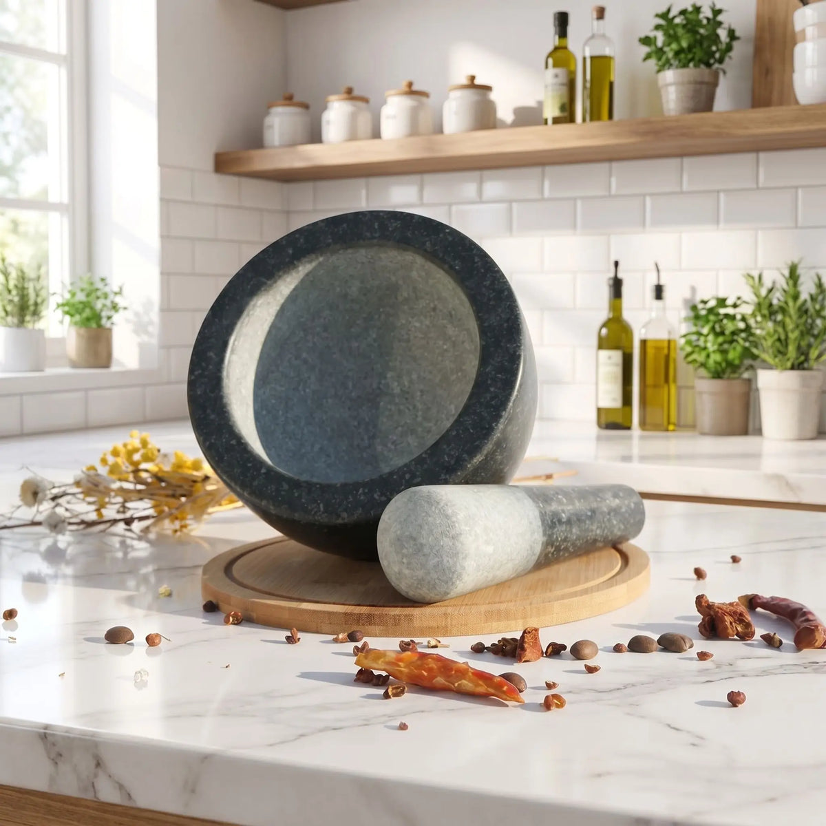 mortier et pilon granit aromatique