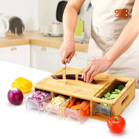 plan de travail range grace a planche a decouper bois