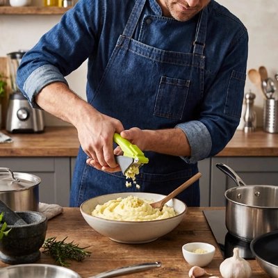 Presse ail directement sur les ingredients