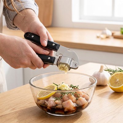 Presse ail preparer la marinade facilement