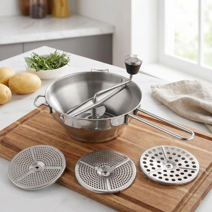 presse purée avec trois disques interchangeable