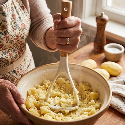 Presse-purée manche en bois naturel