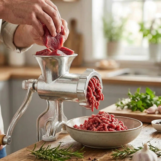 viande hachée maison avec hachoir à viande manuel